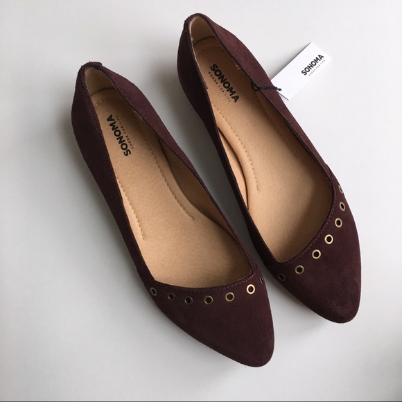 Sonoma Women’s Suede Flats Wine New - Picture 2 of 7